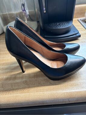 Corso Como Black Leather High Heel Pumps